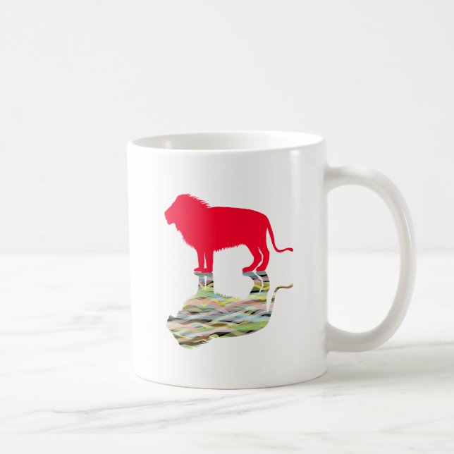 Löwe mit Reflektion (rot) Kaffeetasse (Rechts)