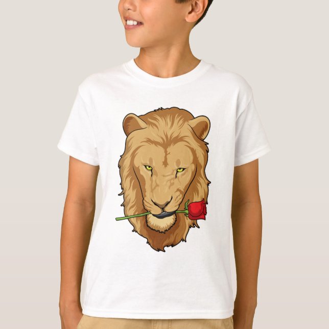 Löwe mit Rose T-Shirt (Vorderseite)