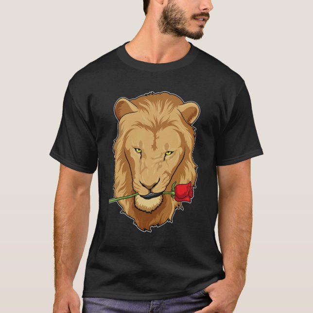 Löwe mit Rose T-Shirt (Vorderseite)
