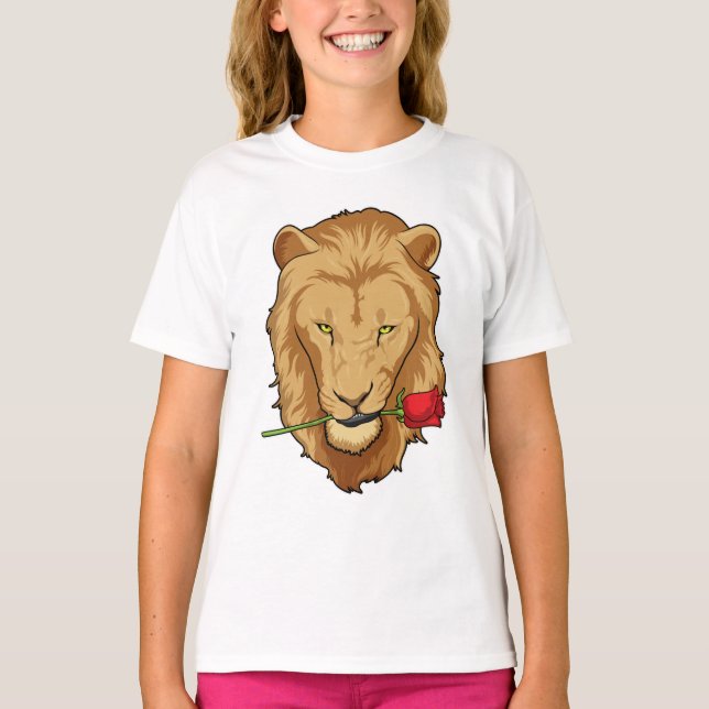 Löwe mit Rose T-Shirt (Vorderseite)
