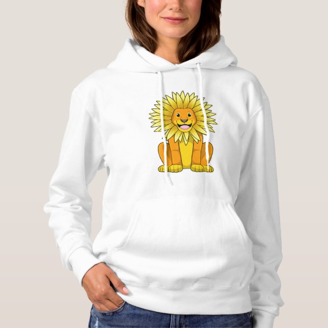 Löwe mit Sonnenblume Blume Hoodie (Vorderseite)