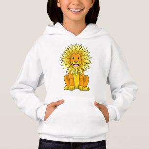 Löwe mit Sonnenblume Blume Hoodie