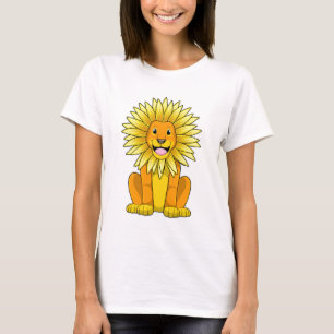Löwe mit Sonnenblume Blume T-Shirt
