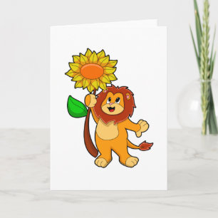 Löwe mit Sonnenblume Karte