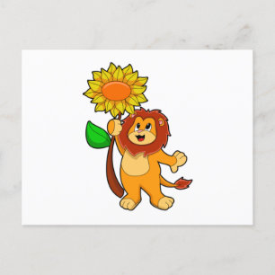 Löwe mit Sonnenblume Postkarte