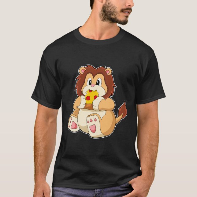 Löwe mit Stück Salami Pizza.PNG T-Shirt (Vorderseite)