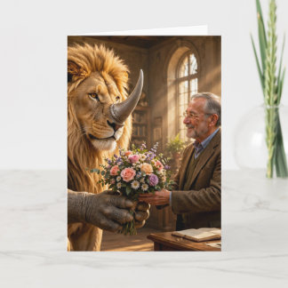 Löwe Nashorn Blumenlieferung  Karte