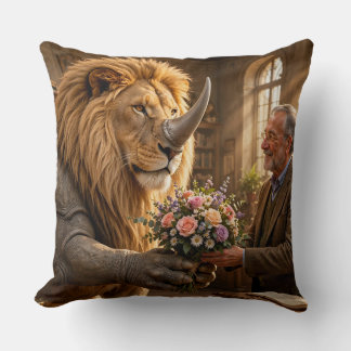 Löwe Nashorn Blumenstrauß  Kissen