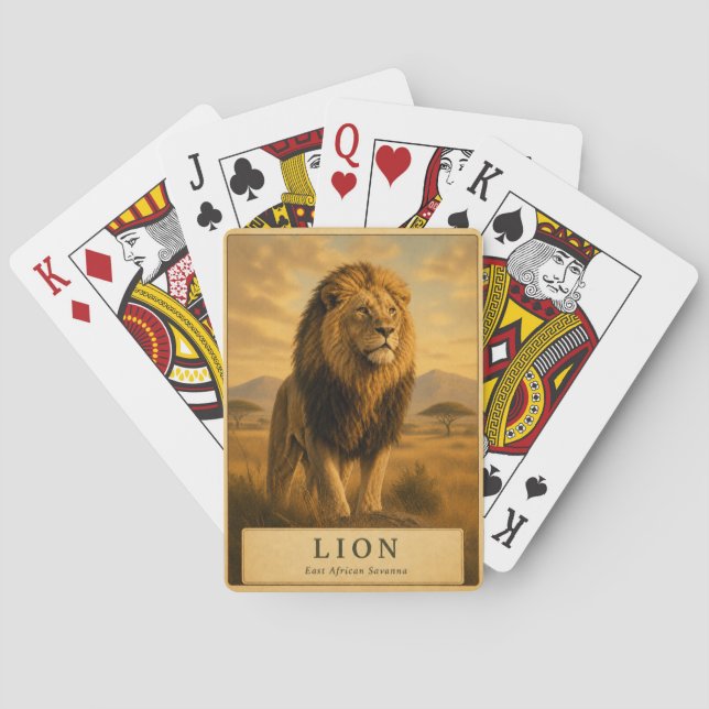 Löwe Ostafrikanische Savanne VINTAGE Spielkarten (Rückseite)