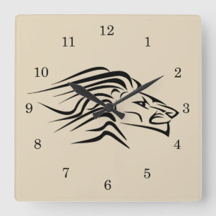 Löwe - quadratische wanduhr