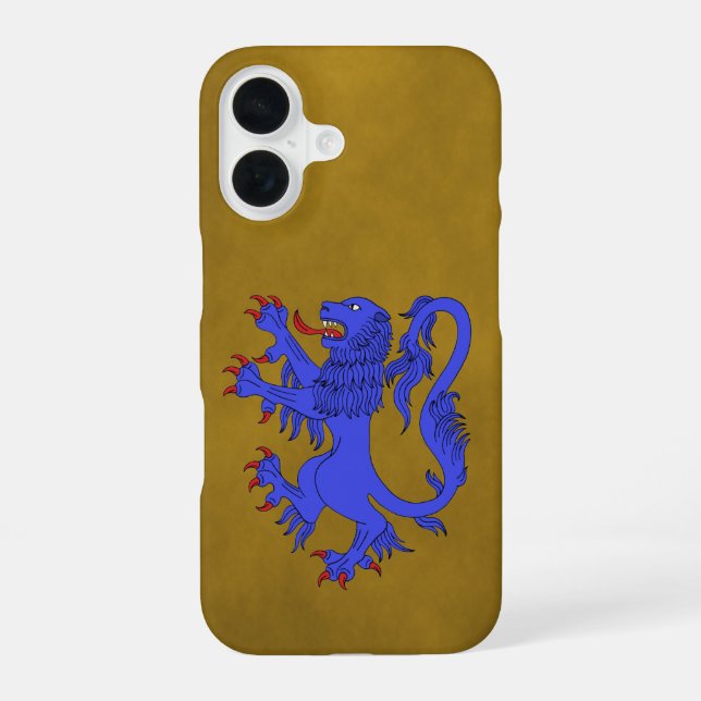 Löwe Rampant Azure iPhone 16 Hülle (Rückseite)