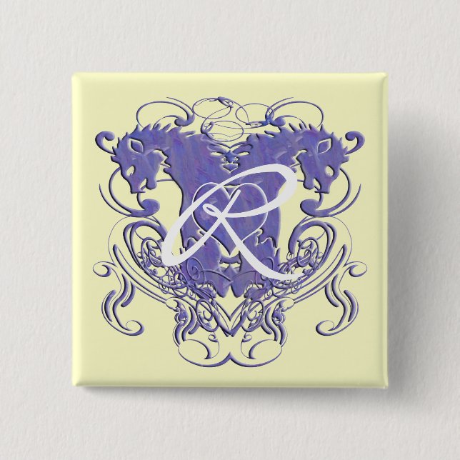 Löwe Rampant Renaissance-Hochzeit Button (Vorderseite)