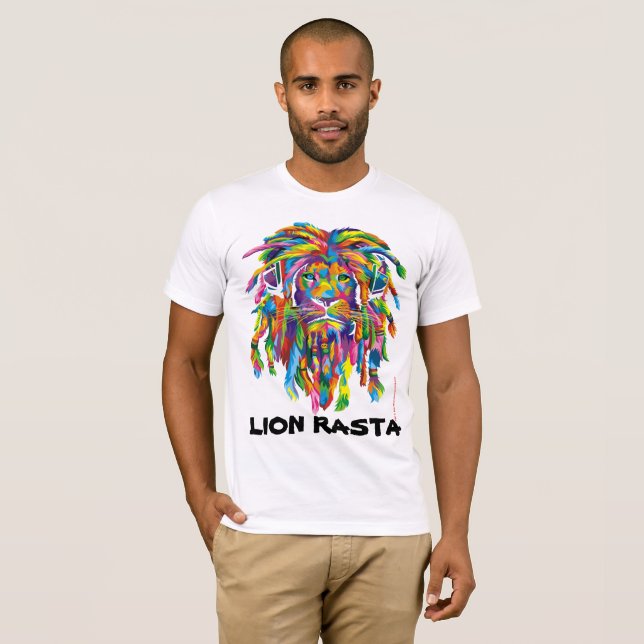 Löwe Rasta Rastafarian Dreadlocks Kunst-T-Shirt T-Shirt (Vorne ganz)