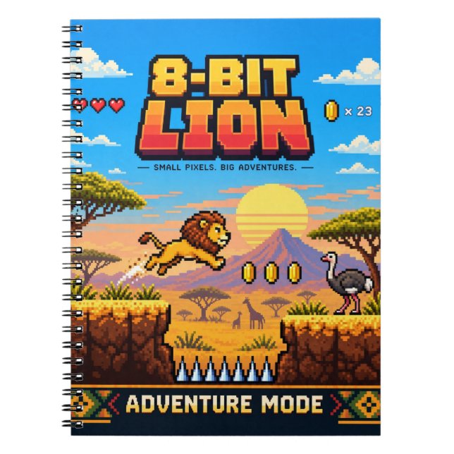Löwe, Retro-8-Bit-Pixelkunst Notizblock (Vorderseite)