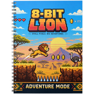 Löwe, Retro-8-Bit-Pixelkunst Notizblock