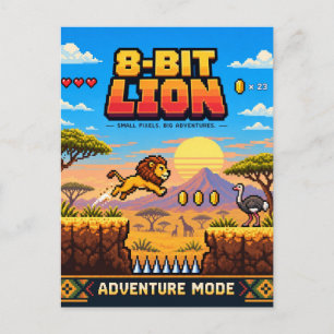 Löwe, Retro-8-Bit-Pixelkunst Postkarte