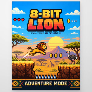 Löwe, Retro-8-Bit-Pixelkunst Postkarte