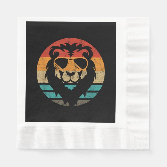 Löwe Retro-Stil Vintage Serviette (Vorderseite)