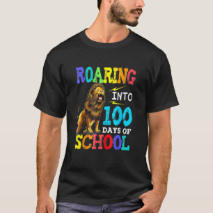Löwe Roaring in 100 Tagen der Schule glücklich 100 T-Shirt