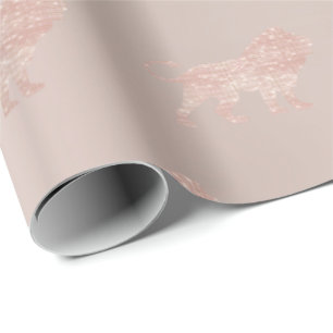 Löwe-rosa Rosen-Rosen-Gold metallischer funkelnd Geschenkpapier