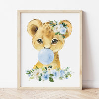 Löwe, Safari, Blauer Kaugummi, Junge Kinderzimmer