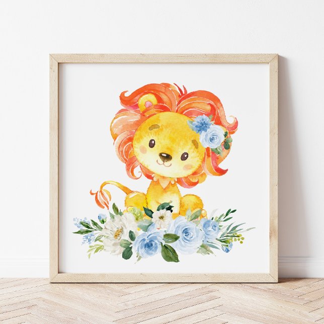 Löwe, Safari, Dschungel, Blüten, Junge Kinderzimme Fotodruck (Von Creator hochgeladen)