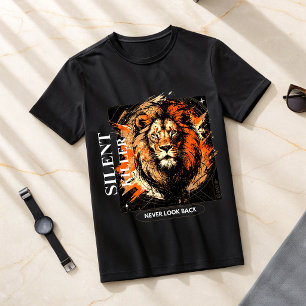 Löwe Schaut Nie Zurück T-Shirt Motivational Alpha