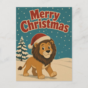 Löwe Schnee Hof Tier Weihnachten Postkarte