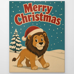 Löwe Schnee Hof Tier Weihnachten Postkarte