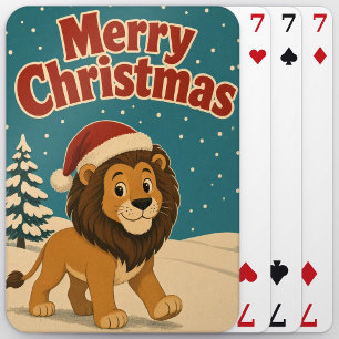 Löwe Schnee Hof Tier Weihnachten Spielkarten