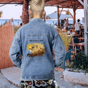 Löwe Schwarz Gelb Mandal Sonne Jeansjacke