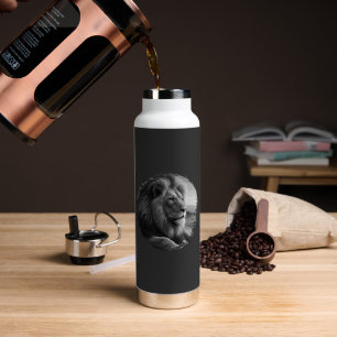 Löwe schwarz weiß Natur Tier Wildnis Trinkflasche