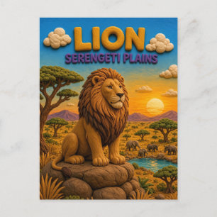 Löwe Serengeti-Ebenen Modern KlayKoo Postkarte