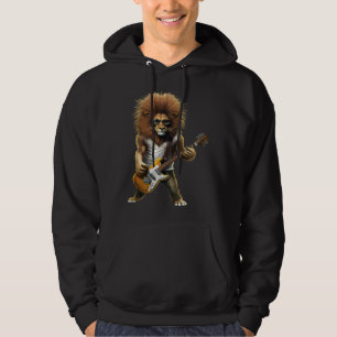 Löwe spielt elektrische Gitarre Tier Löwe Gitarr Hoodie