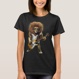 Löwe spielt elektrische Gitarre  Tier Löwe  Gitarr T-Shirt