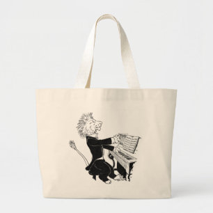 Löwe spielt Klavier Antike Louis Wain Zeichnung Jumbo Stoffbeutel