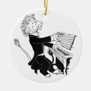 Löwe spielt Klavier Antique Louis Wain Zeichnung Keramik Ornament