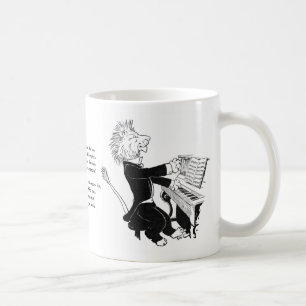 Löwe spielt Klavier Antique Louis Wain Zeichnung Tasse