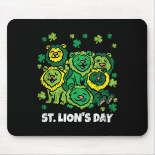 Löwe St. Patricks Tag Süßes Tier Kleeblatt Mousepad