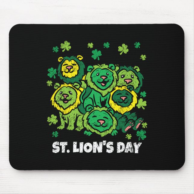 Löwe St. Patricks Tag Süßes Tier Kleeblatt  Mousepad (Vorne)