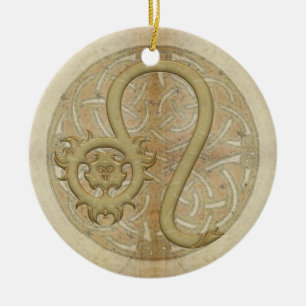 Löwe-Stern-Zeichen-personalisierte Verzierung Keramik Ornament