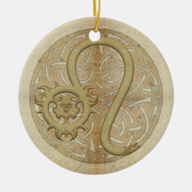 Löwe-Stern-Zeichen-personalisierte Verzierung Keramik Ornament (Vorne)