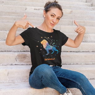 Löwe Sternbild Tierkreis Wasserfarbe Sterne Galaxi T-Shirt