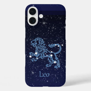 Löwe-Sternbild und Tierkreiszeichen mit Sternen iPhone 16 Plus Hülle