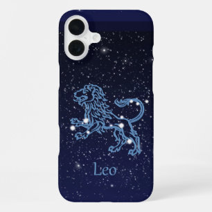 Löwe-Sternbild und Tierkreiszeichen mit Sternen iPhone 16 Plus Hülle