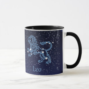 Löwe-Sternbild und Tierkreiszeichen mit Sternen Tasse
