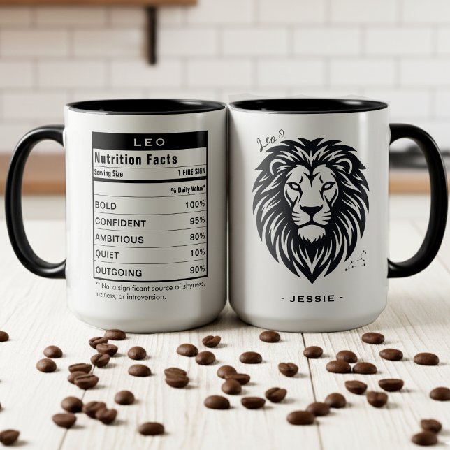 Löwe Sternzeichen Astrologie Ernährungsfakten Tasse (Leo Zodiac Sign Astrology Nutrition Facts Mug
)