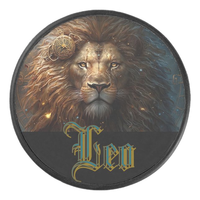 Löwe-Sternzeichen Eishockey Puck (Vorderseite)