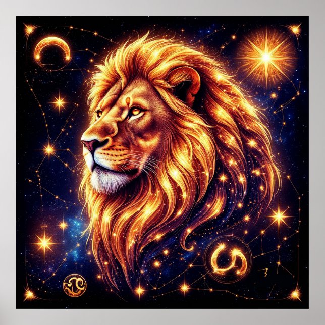 Löwe-Sternzeichen-Geschenk für kraftvolle Feuerene Poster (Vorne)