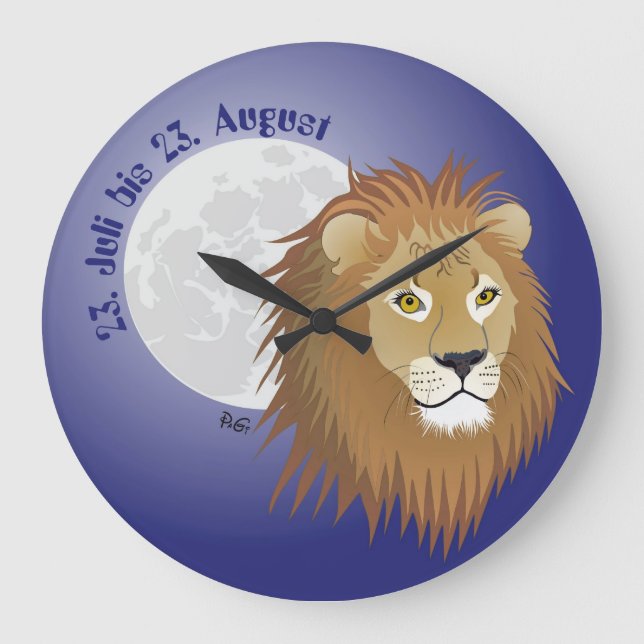 Löwe - Sternzeichen Große Wanduhr (Vorderseite)